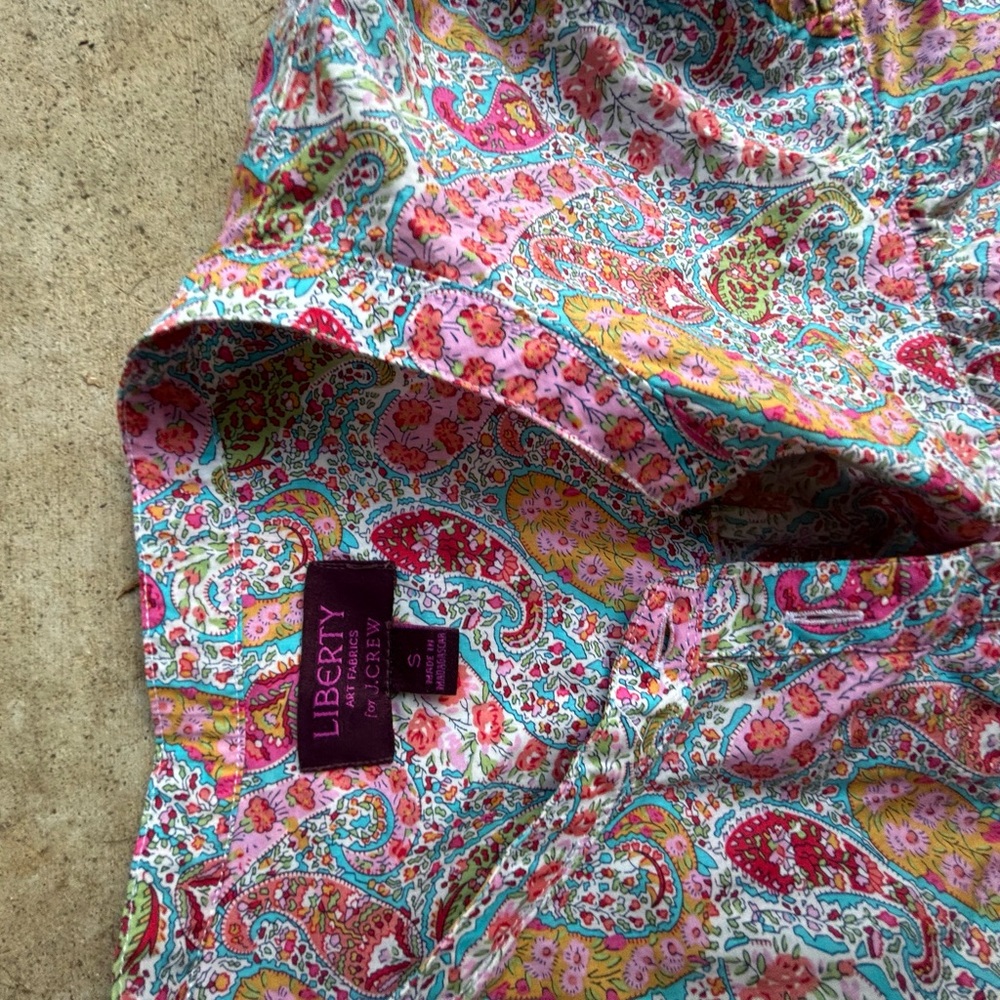 LIKE NEW- Liberty Art for J.Crew Multicolor Paisley Button Down Summer Blouse - Picture 7 of 10